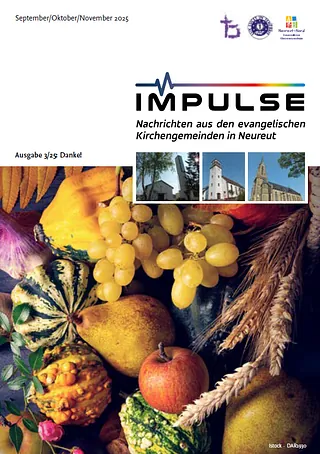 Titelseite Gemeindebrief „Impulse“ (September/Oktober/November 2025) zum Thema Danke!